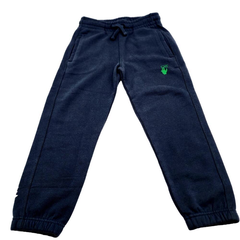 NEW OFF-WHITE KIDS BOOKISH DIAG NAVY BLUE SWEATPANTS SIZE 6Y